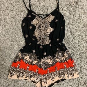 Black and red summer romper